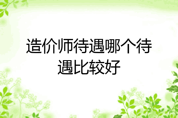 造价师待遇哪个待遇比较好