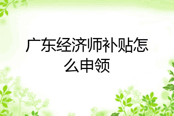 广东经济师补贴怎么申领