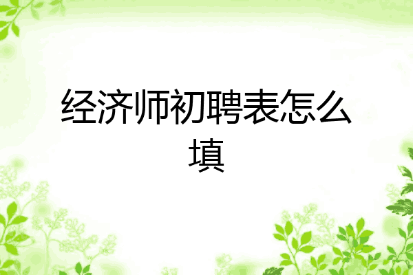 经济师初聘表怎么填