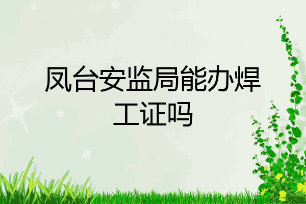 凤台安监局能办焊工证吗