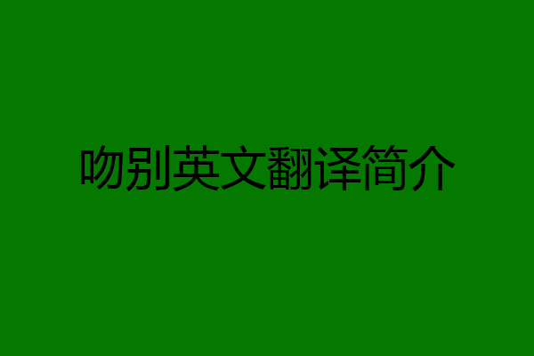吻别英文翻译简介