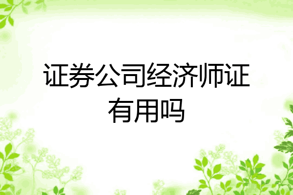 证券公司经济师证有用吗