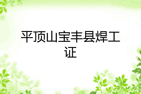 平顶山宝丰县焊工证