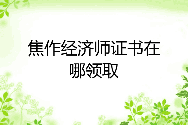 焦作经济师证书在哪领取