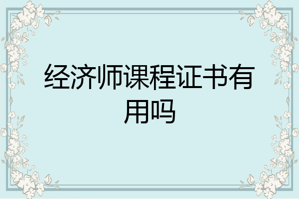 经济师课程证书有用吗