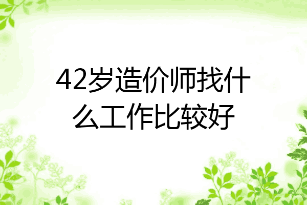 42岁造价师找什么工作比较好