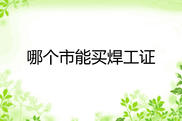 哪个市能买焊工证