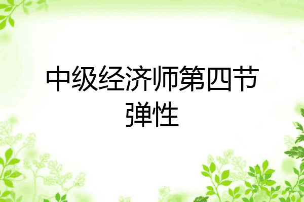 中级经济师第四节弹性