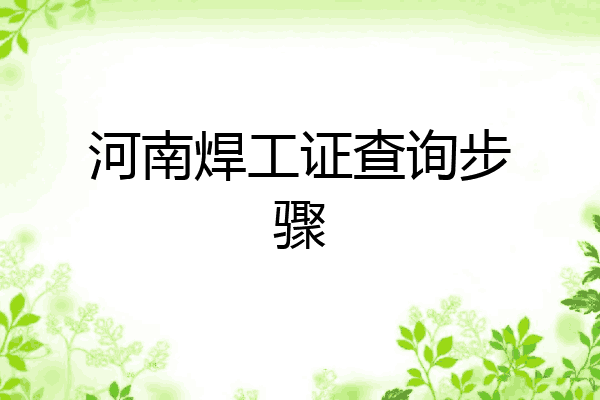 河南焊工证查询步骤