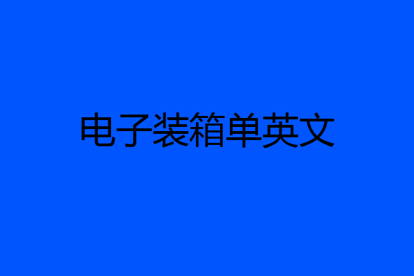 电子装箱单英文