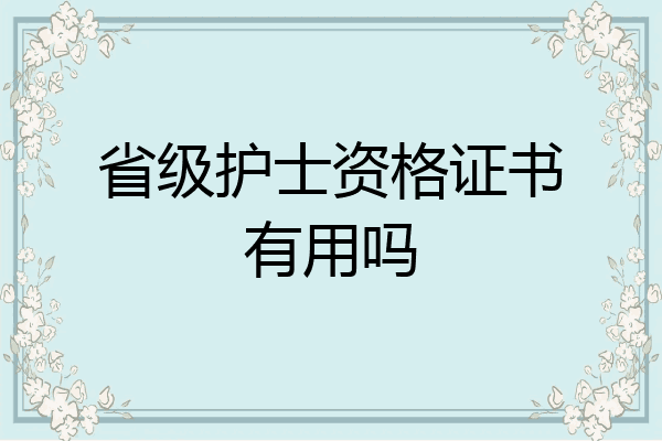 省级护士资格证书有用吗
