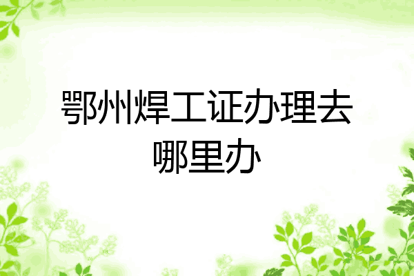 鄂州焊工证办理去哪里办