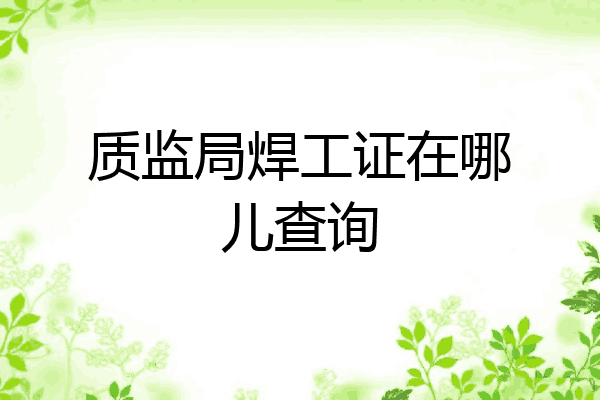 质监局焊工证在哪儿查询