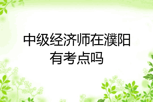 中级经济师在濮阳有考点吗
