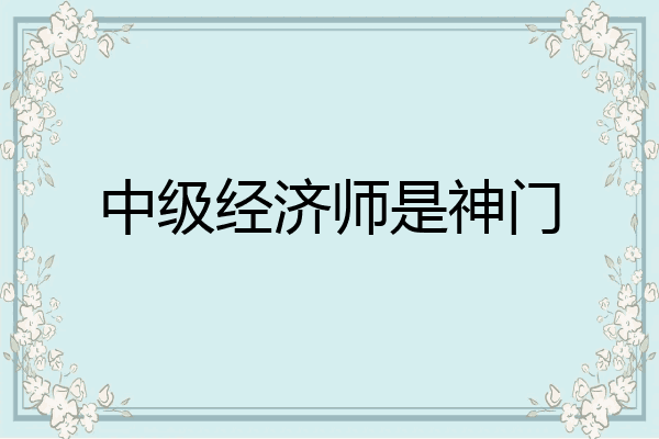 中级经济师是神门