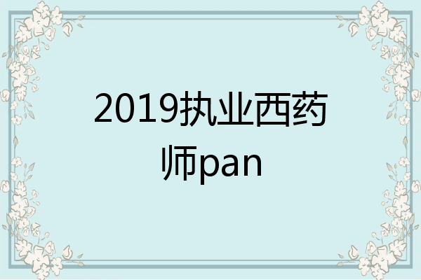 2019执业西药师pan