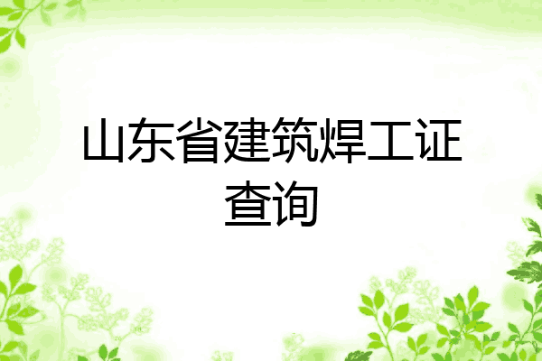 山东省建筑焊工证查询