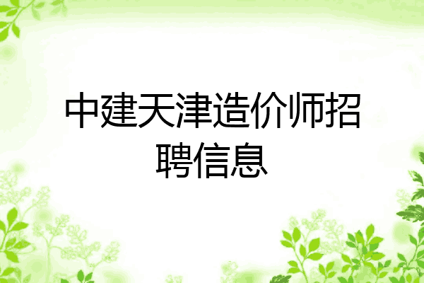 中建天津造价师招聘信息