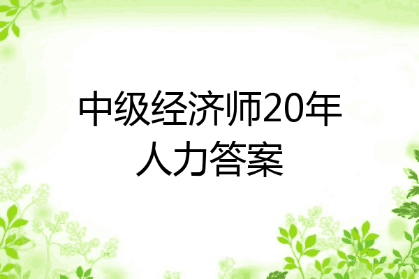 中级经济师20年人力答案