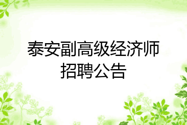 泰安副高级经济师招聘公告