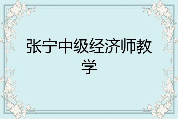 张宁中级经济师教学