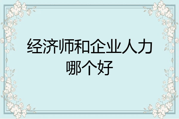 经济师和企业人力哪个好