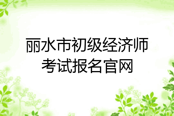 丽水市初级经济师考试报名官网