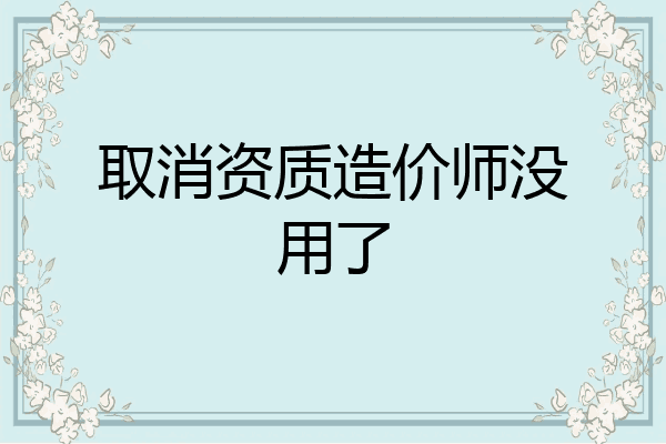 取消资质造价师没用了