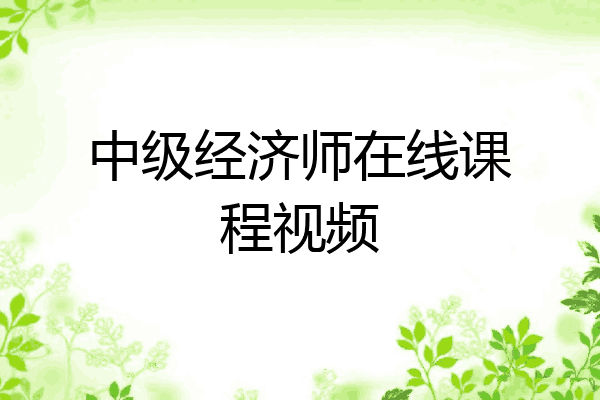 中级经济师在线课程视频
