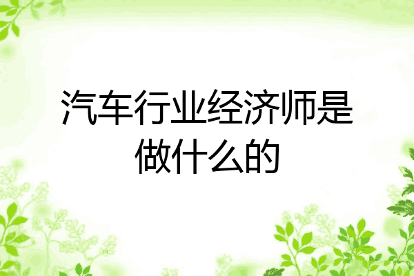 汽车行业经济师是做什么的