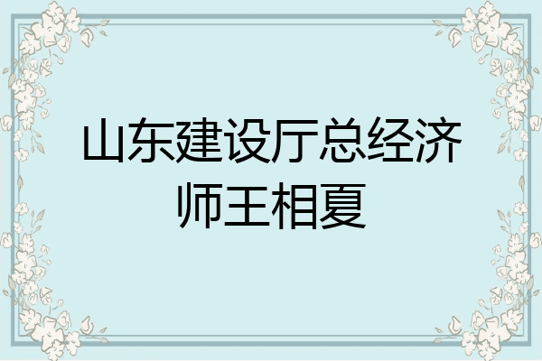 山东建设厅总经济师王相夏