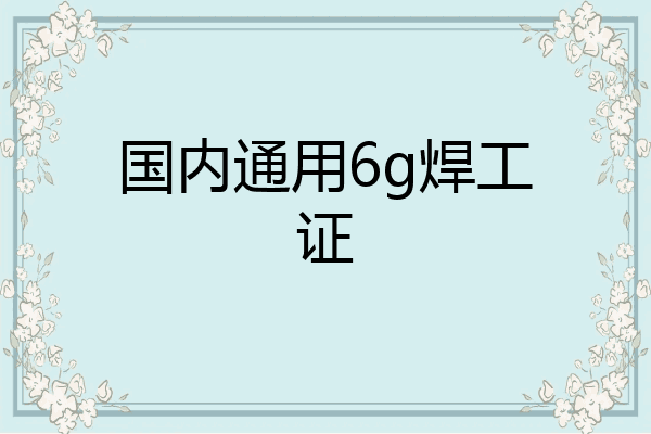 国内通用6g焊工证