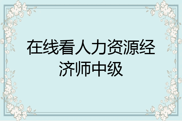 在线看人力资源经济师中级