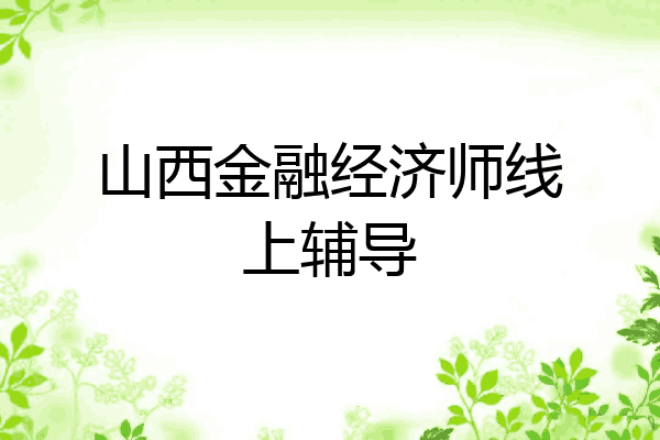 山西金融经济师线上辅导