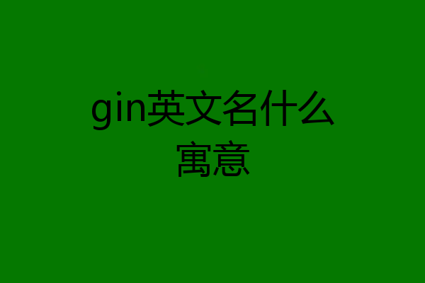 gin英文名什么寓意