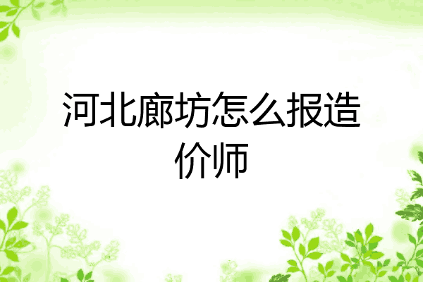 河北廊坊怎么报造价师