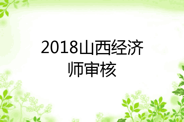 2018山西经济师审核