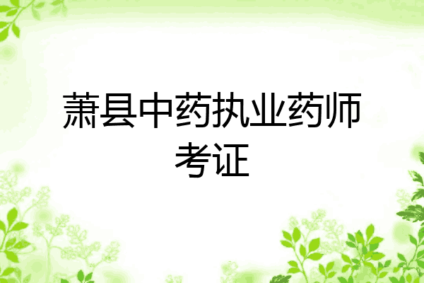 萧县中药执业药师考证
