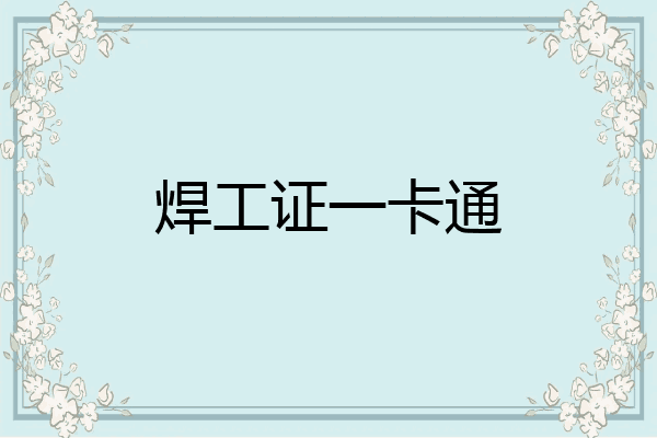 焊工证一卡通