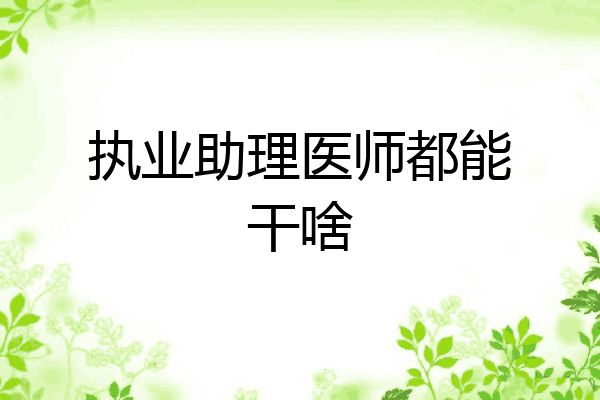 执业助理医师都能干啥