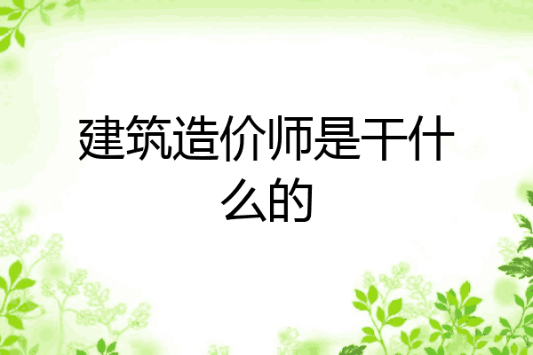 建筑造价师是干什么的