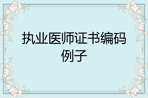 执业医师证书编码例子