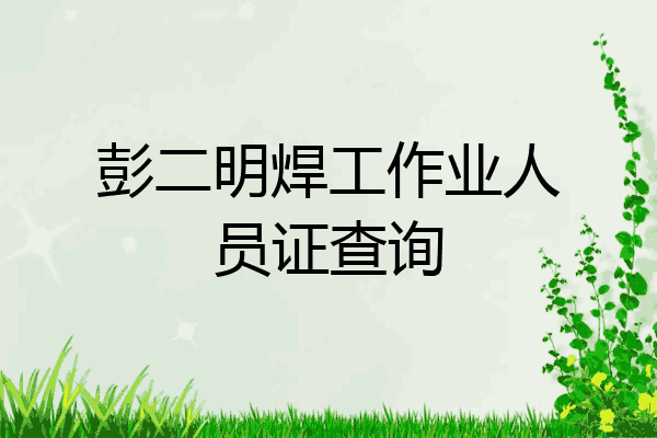 彭二明焊工作业人员证查询