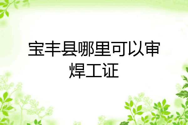 宝丰县哪里可以审焊工证