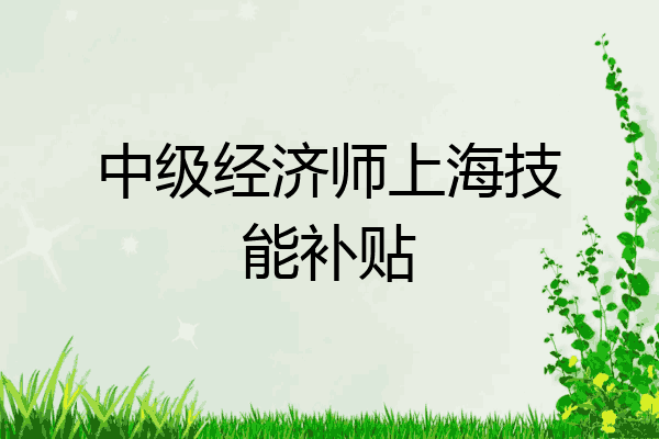 中级经济师上海技能补贴