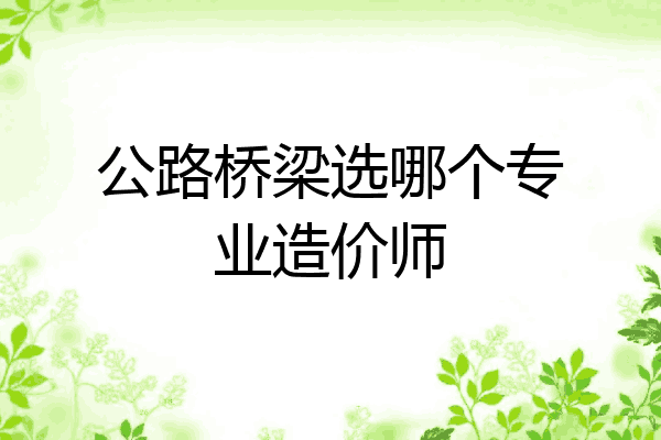 公路桥梁选哪个专业造价师