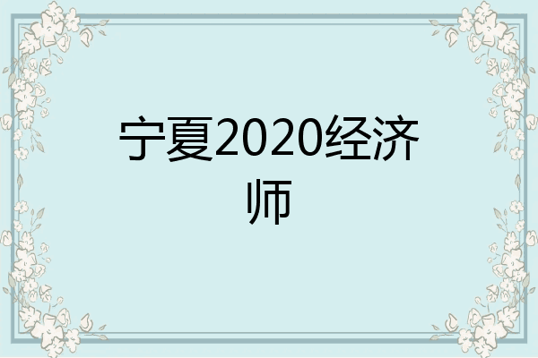 宁夏2020经济师