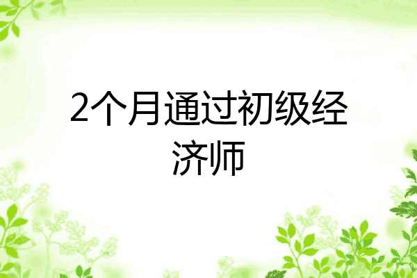 2个月通过初级经济师