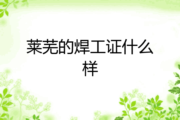 莱芜的焊工证什么样