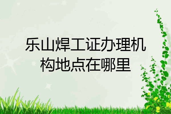 乐山焊工证办理机构地点在哪里